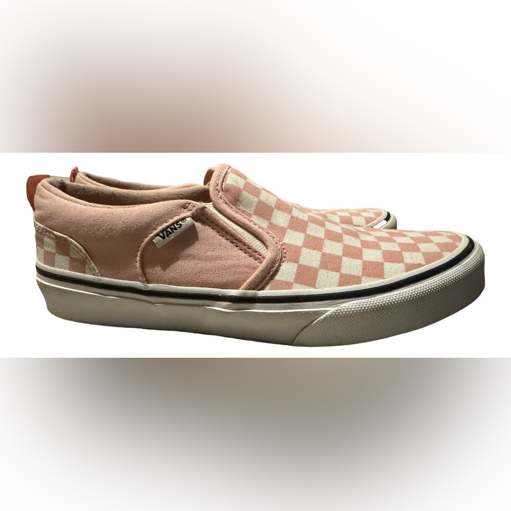Vans Asher Powder pink and white slip on sneakers kids size 5